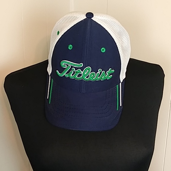 Titleist Golf Blue Flex Fit Fitted Cap Hat Logo Spellout - Picture 1 of 5